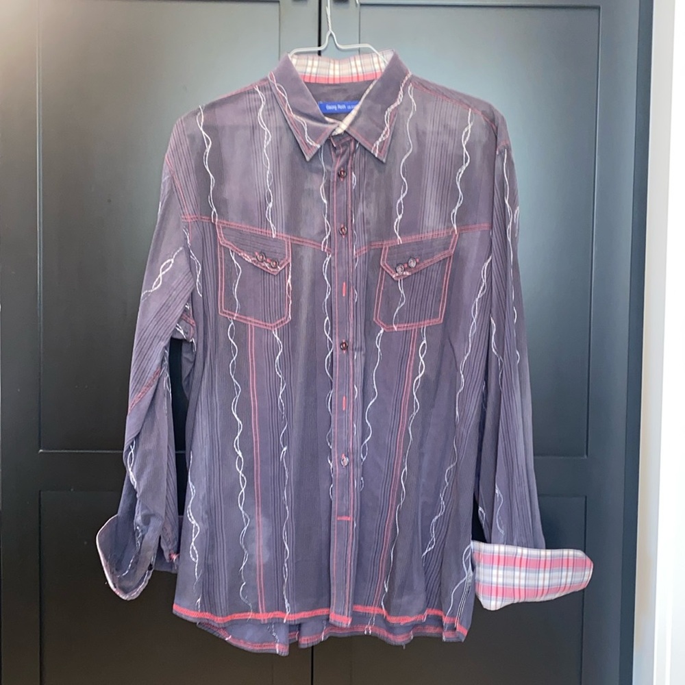 Men’s George Roth Los Angeles Embroidered Button Down Shirt - Size XL